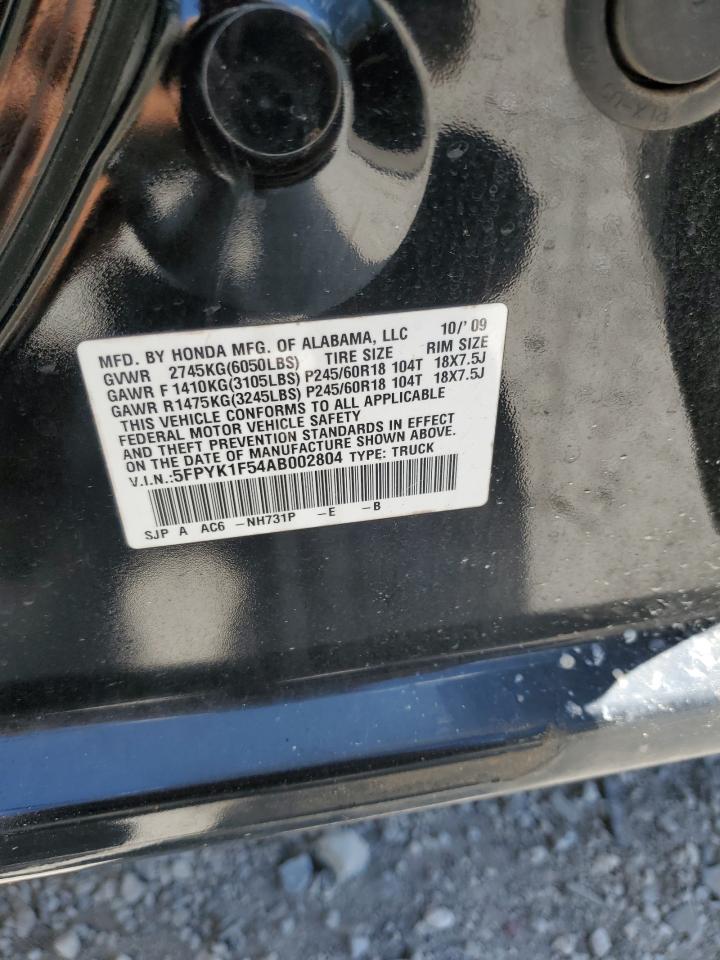 2010 Honda Ridgeline Rtl VIN: 5FPYK1F54AB002804 Lot: 64255685