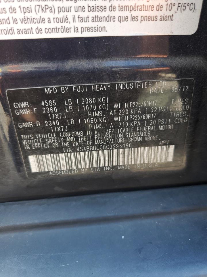 2012 Subaru Outback 2.5I Premium VIN: 4S4BRBCC8C3295198 Lot: 62992215