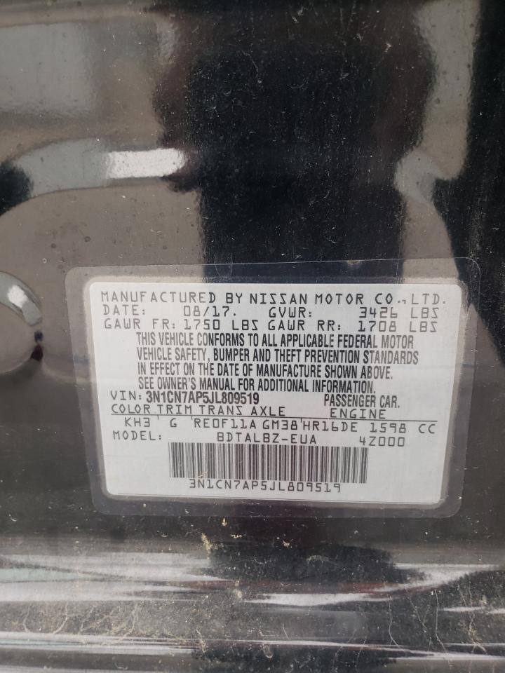 2018 Nissan Versa S VIN: 3N1CN7AP5JL809519 Lot: 64561835