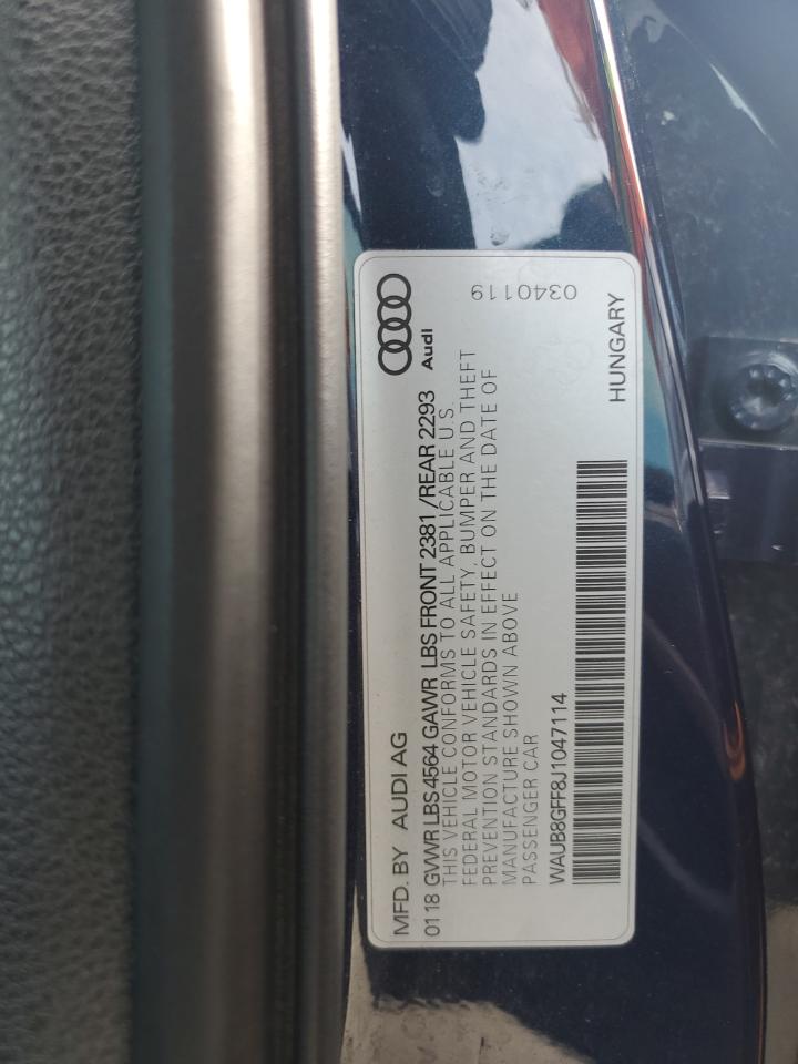2018 Audi A3 Premium VIN: WAUB8GFF8J1047114 Lot: 64784195