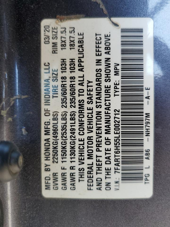2020 Honda Cr-V Ex VIN: 7FART6H55LE002712 Lot: 64665155