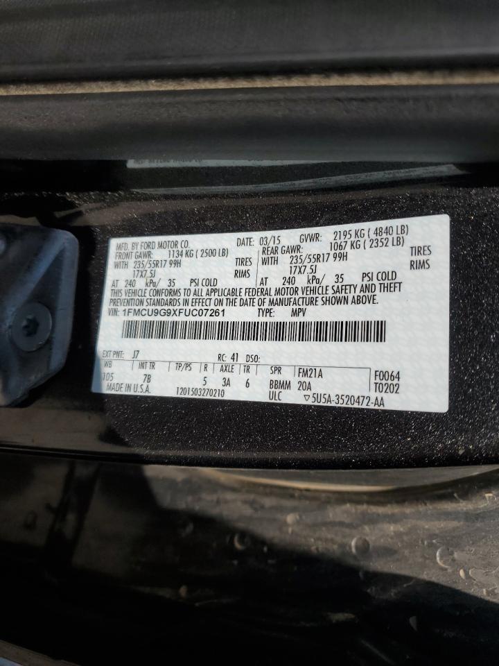 2015 Ford Escape Se VIN: 1FMCU9G9XFUC07261 Lot: 65547155