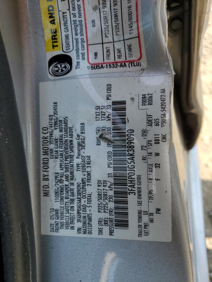 2010 Ford Fusion Sel VIN: 3FAHP0JG5AR389090 Lot: 64610245