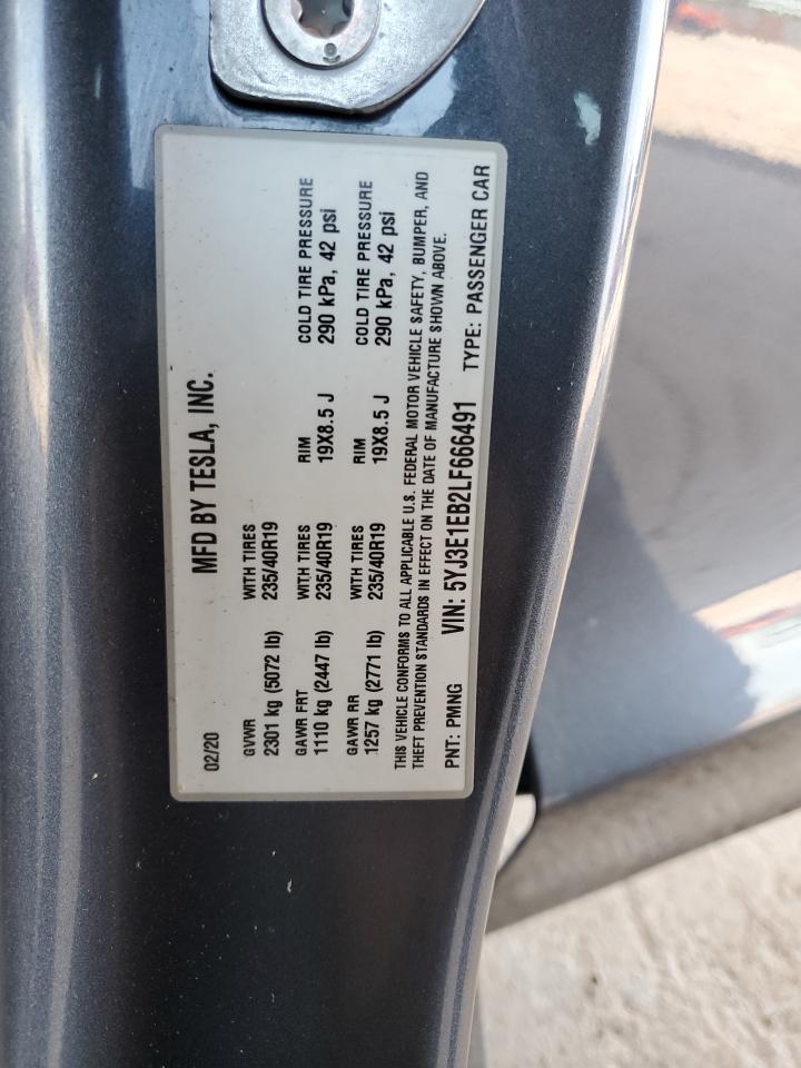 2020 Tesla Model 3 VIN: 5YJ3E1EB2LF666491 Lot: 63336915