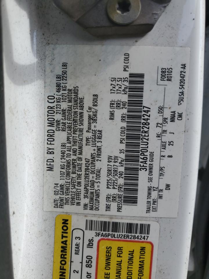 2014 Ford Fusion Se Hybrid VIN: 3FA6P0LU2ER284247 Lot: 65316555