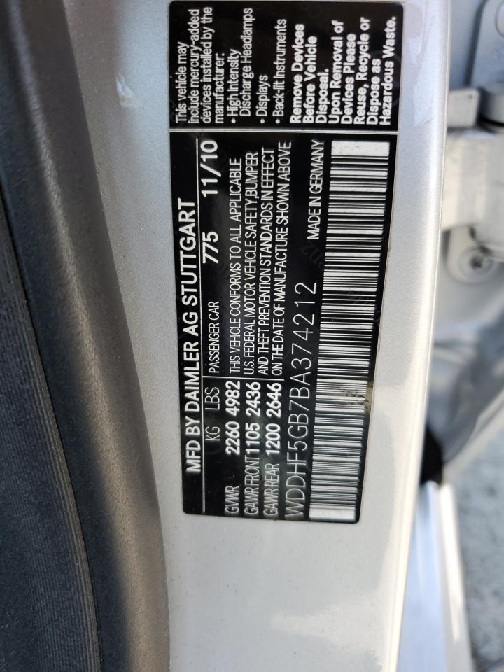 2011 Mercedes-Benz E 350 VIN: WDDHF5GB7BA374212 Lot: 64512845