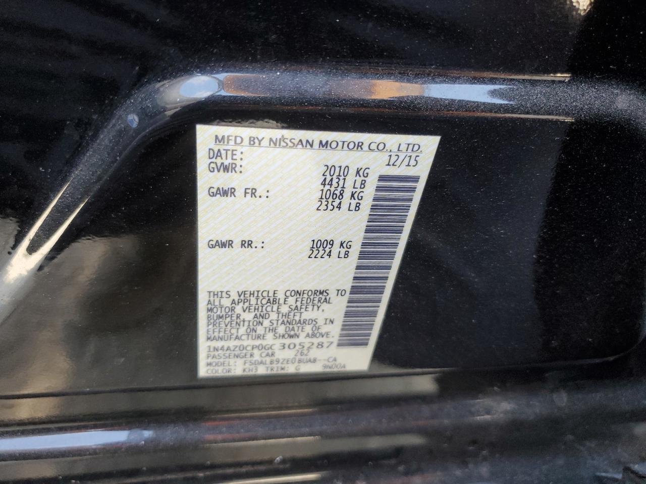 2016 Nissan Leaf S VIN: 1N4AZ0CP0GC305287 Lot: 64669645