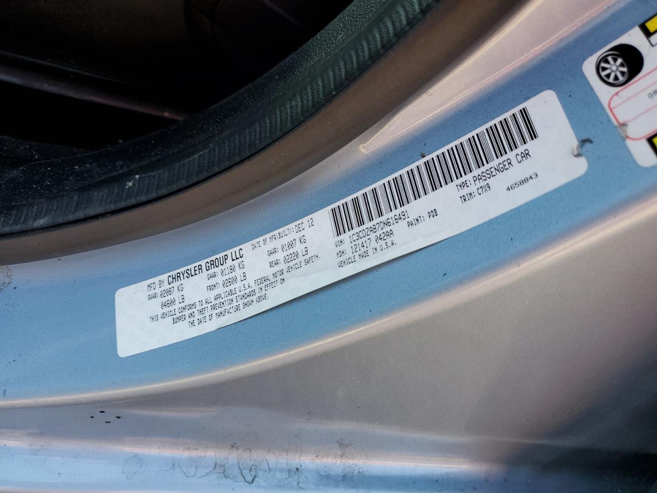 2013 Dodge Avenger Se VIN: 1C3CDZAB7DN616491 Lot: 64520565
