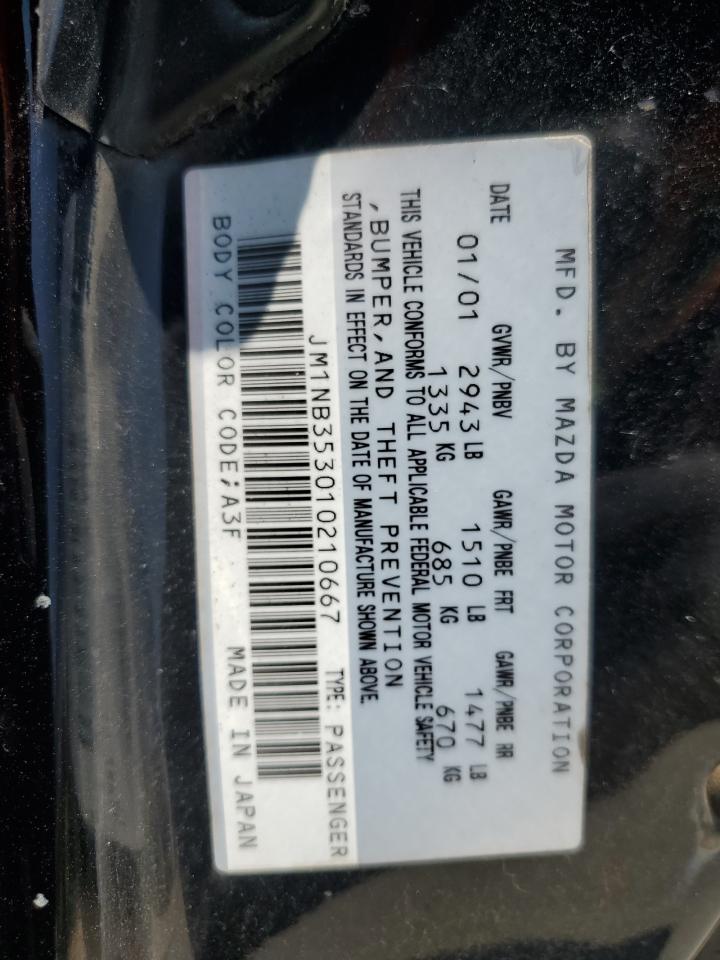 2001 Mazda Mx-5 Miata Base VIN: JM1NB353010210667 Lot: 63910435