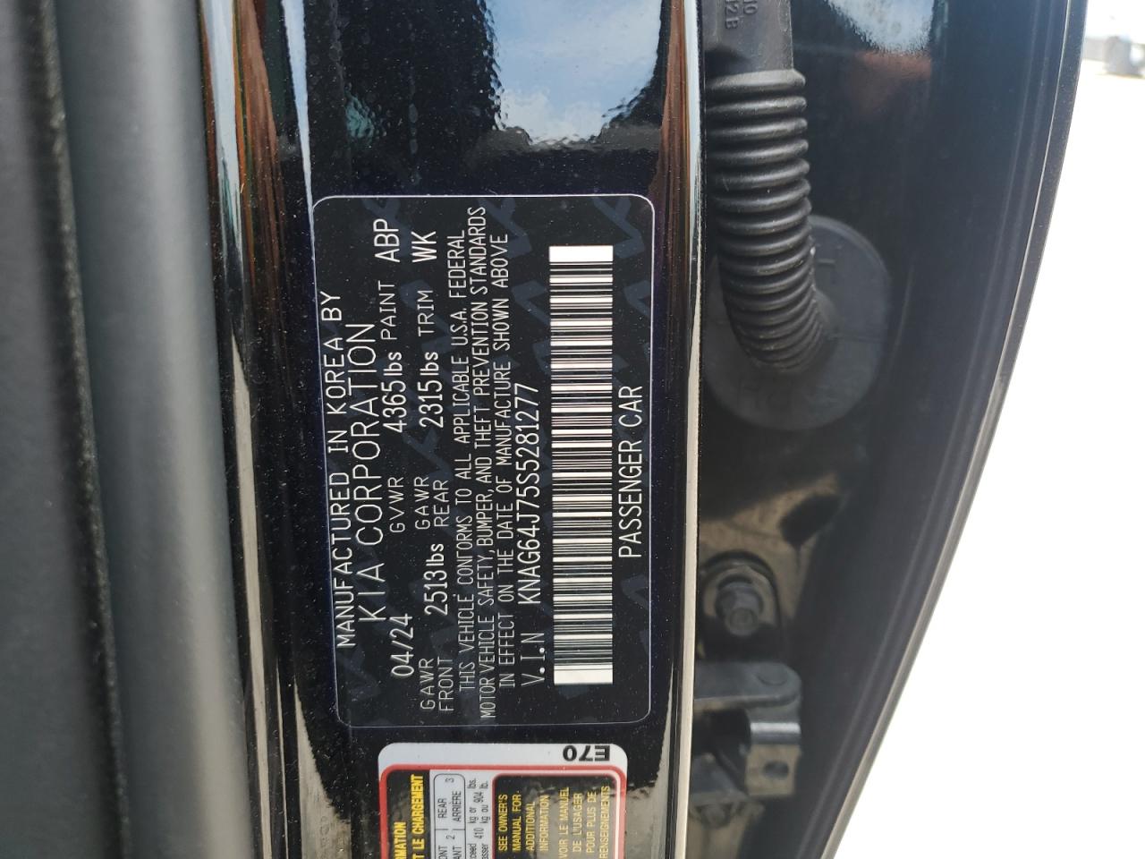 2025 Kia K5 Gt Line VIN: KNAG64J75S5281277 Lot: 66822515