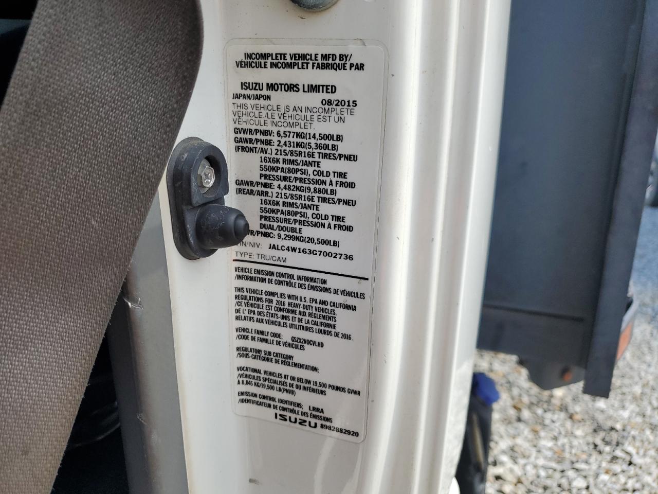 2016 Isuzu Npr Hd VIN: JALC4W163G7002736 Lot: 66325135