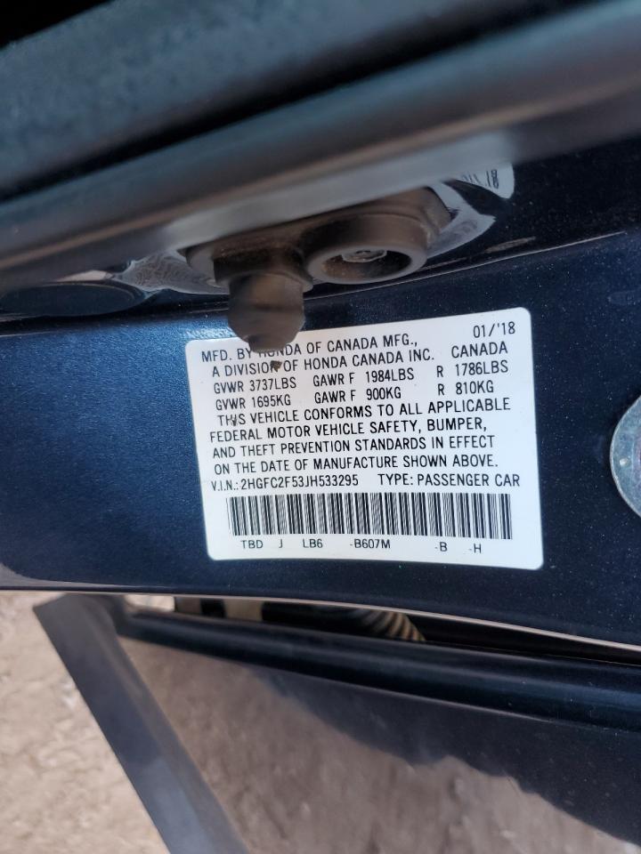 2018 Honda Civic Lx VIN: 2HGFC2F53JH533295 Lot: 65128875
