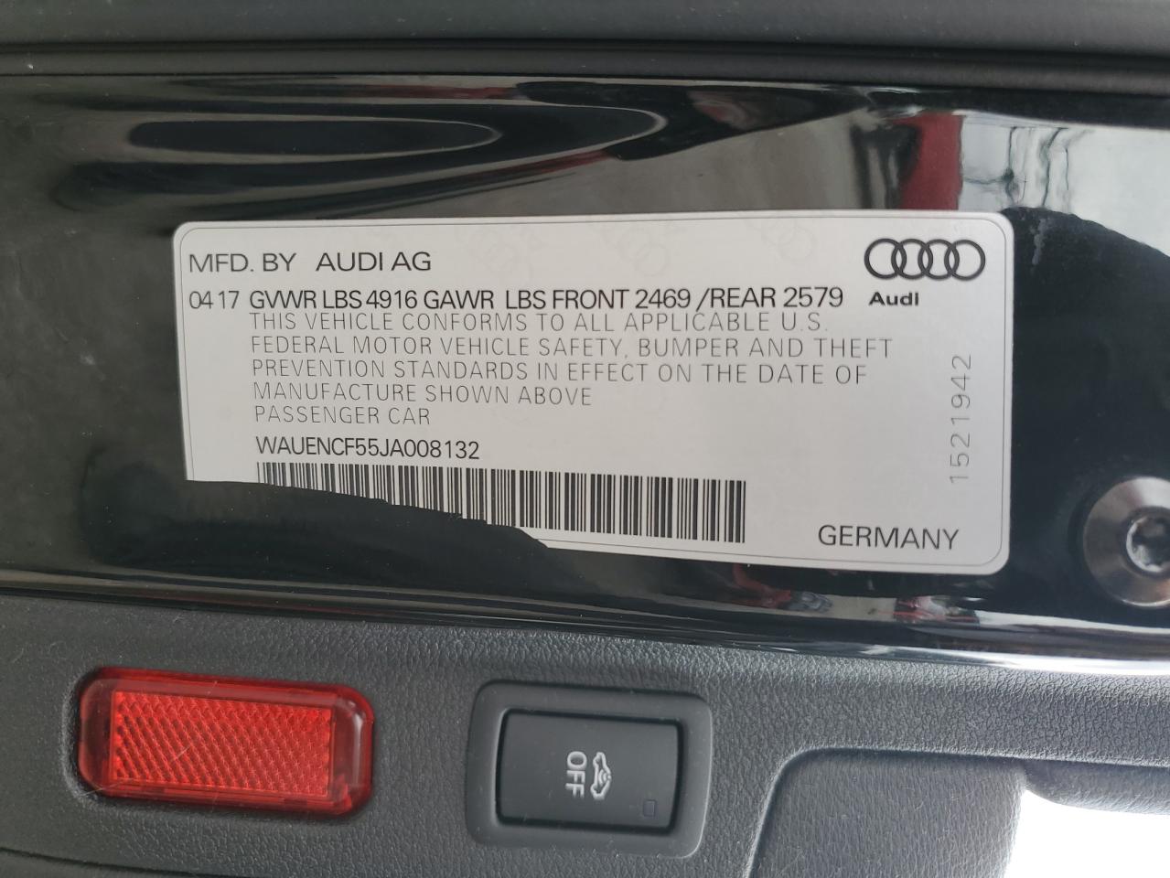 2018 Audi A5 Premium Plus S-Line VIN: WAUENCF55JA008132 Lot: 63288685