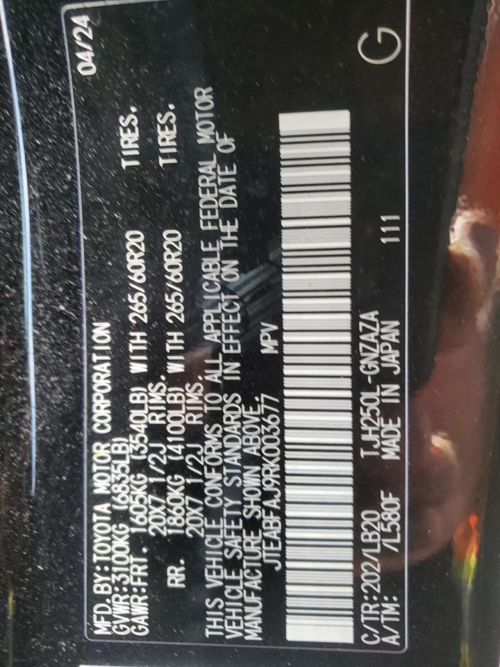 2024 Toyota Land Cruiser Base VIN: JTEABFAJ9RK003677 Lot: 65281005