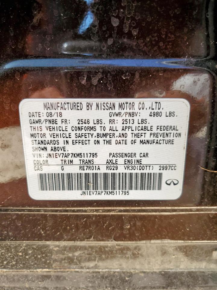 2019 Infiniti Q50 Luxe VIN: JN1EV7AP7KM511795 Lot: 65570365