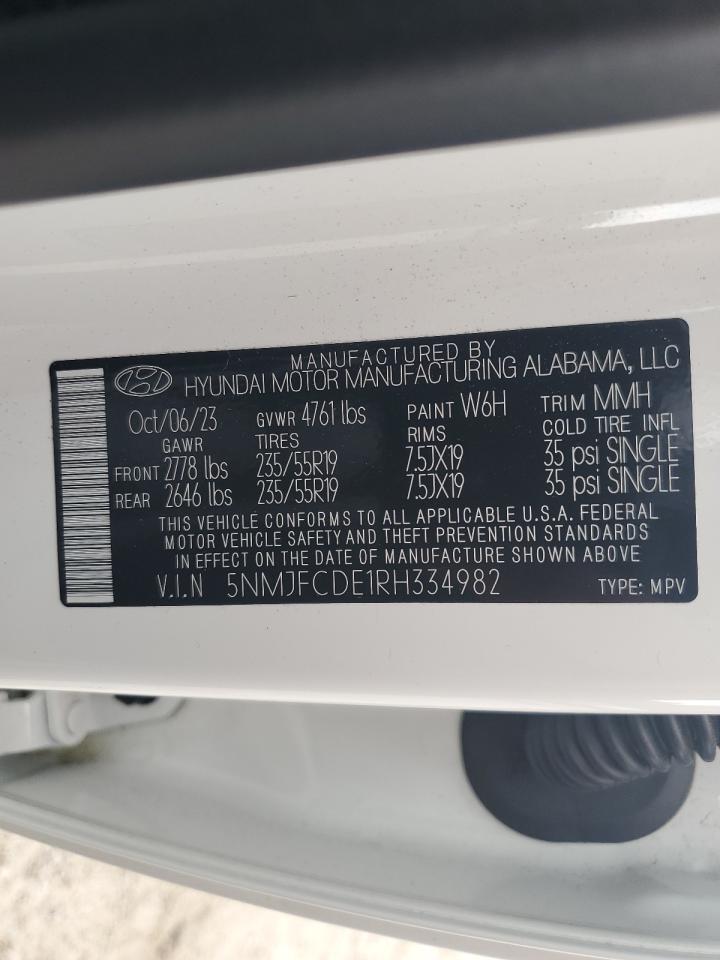 2024 Hyundai Tucson Sel VIN: 5NMJFCDE1RH334982 Lot: 65153795