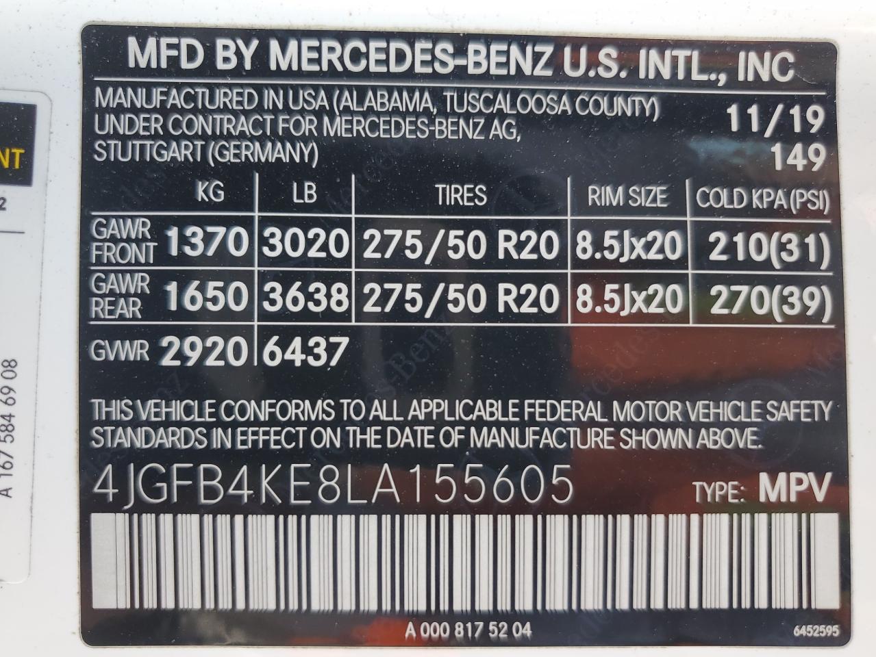 2020 Mercedes-Benz Gle 350 4Matic VIN: 4JGFB4KE8LA155605 Lot: 64988645
