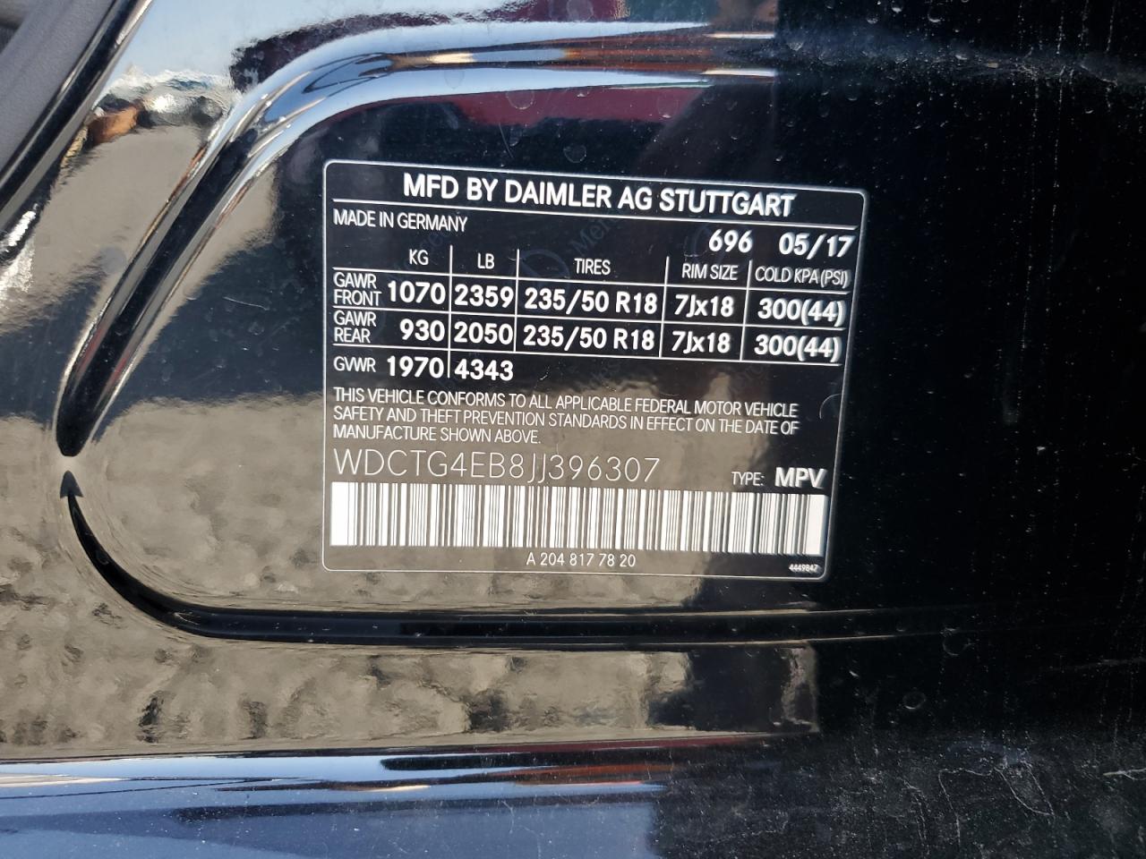 2018 Mercedes-Benz Gla 250 VIN: WDCTG4EB8JJ396307 Lot: 64620655