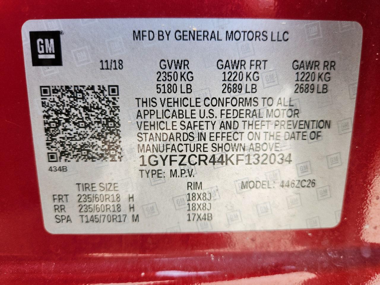 2019 Cadillac Xt4 Premium Luxury VIN: 1GYFZCR44KF132034 Lot: 64420955