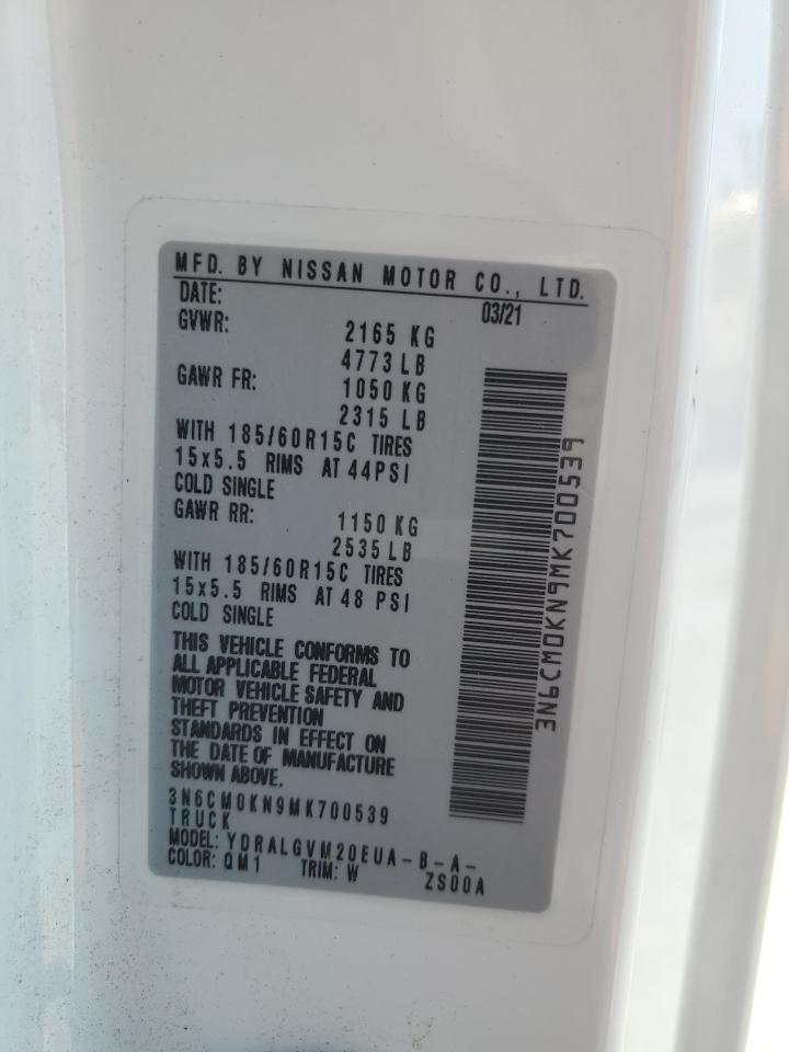 2021 Nissan Nv200 2.5S VIN: 3N6CM0KN9MK700539 Lot: 65044405