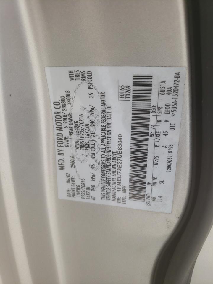 2007 Ford Explorer Xlt VIN: 1FMEU73E27UB83040 Lot: 61682415