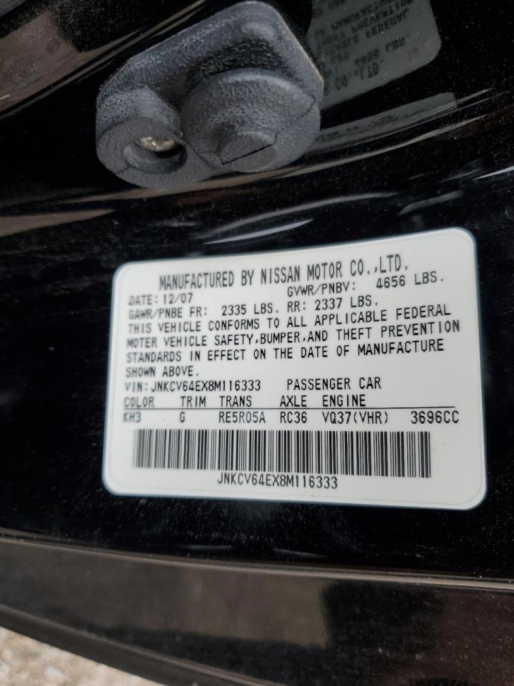 2008 Infiniti G37 Base VIN: JNKCV64EX8M116333 Lot: 64079485