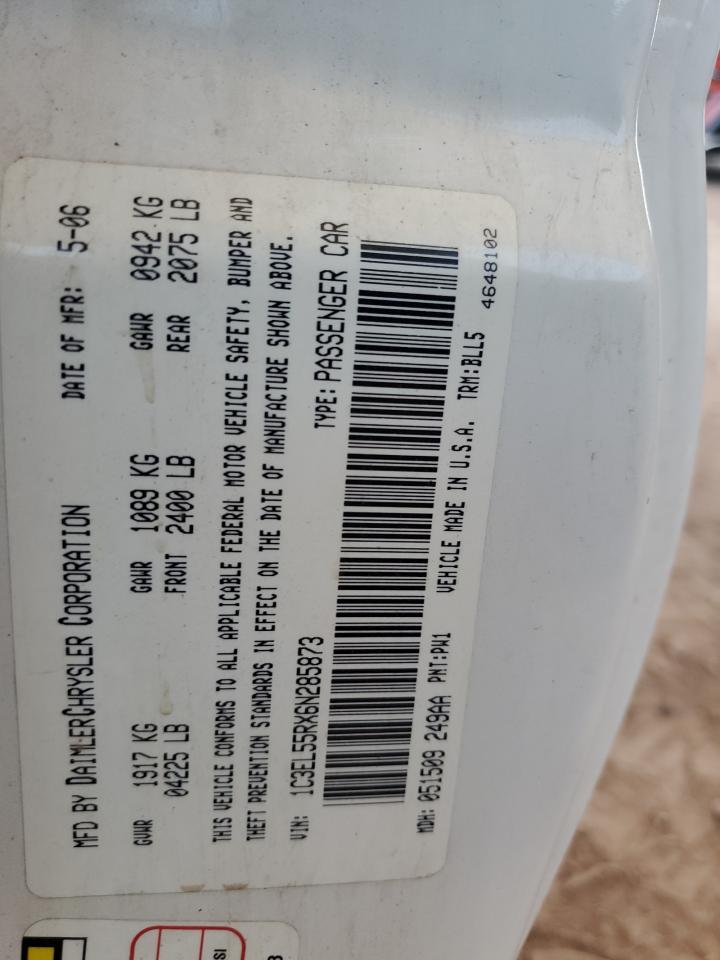 2006 Chrysler Sebring Touring VIN: 1C3EL55RX6N285873 Lot: 66352035