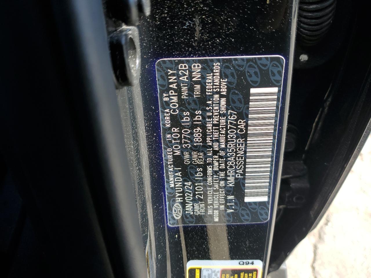 2024 Hyundai Venue Sel VIN: KMHRC8A35RU307767 Lot: 64561065