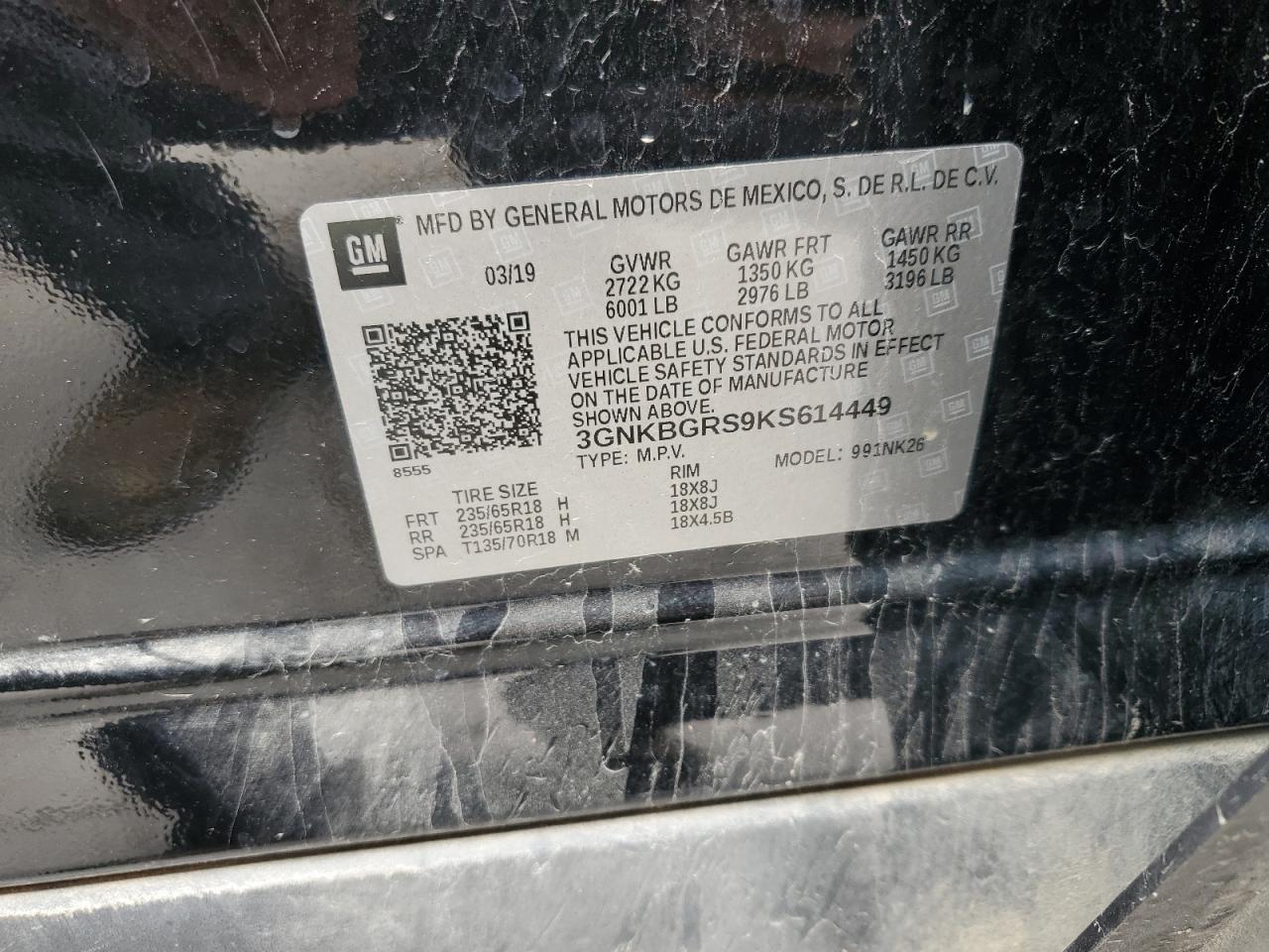 2019 Chevrolet Blazer 2Lt VIN: 3GNKBGRS9KS614449 Lot: 64041735