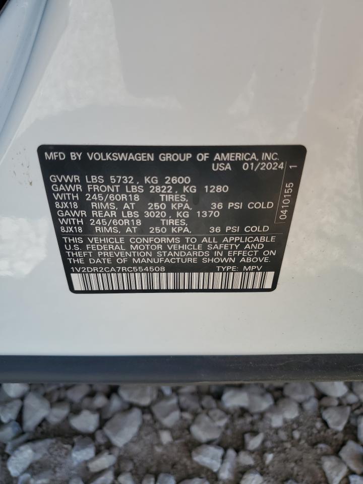 2024 Volkswagen Atlas Se VIN: 1V2DR2CA7RC554508 Lot: 64174375
