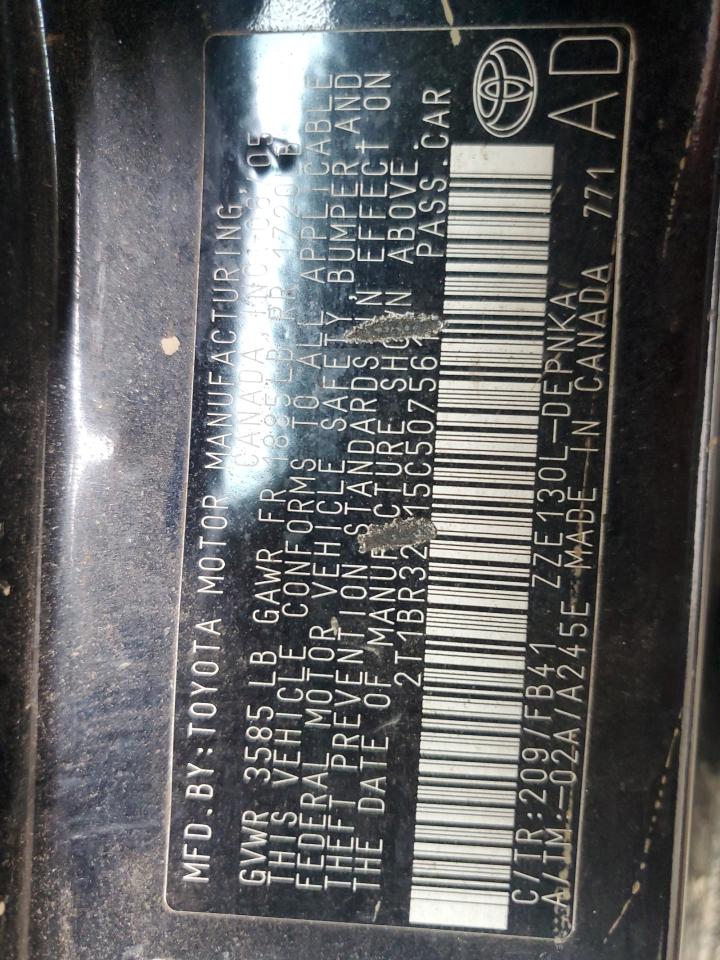 2005 Toyota Corolla Ce VIN: 2T1BR32E15C507561 Lot: 63698055