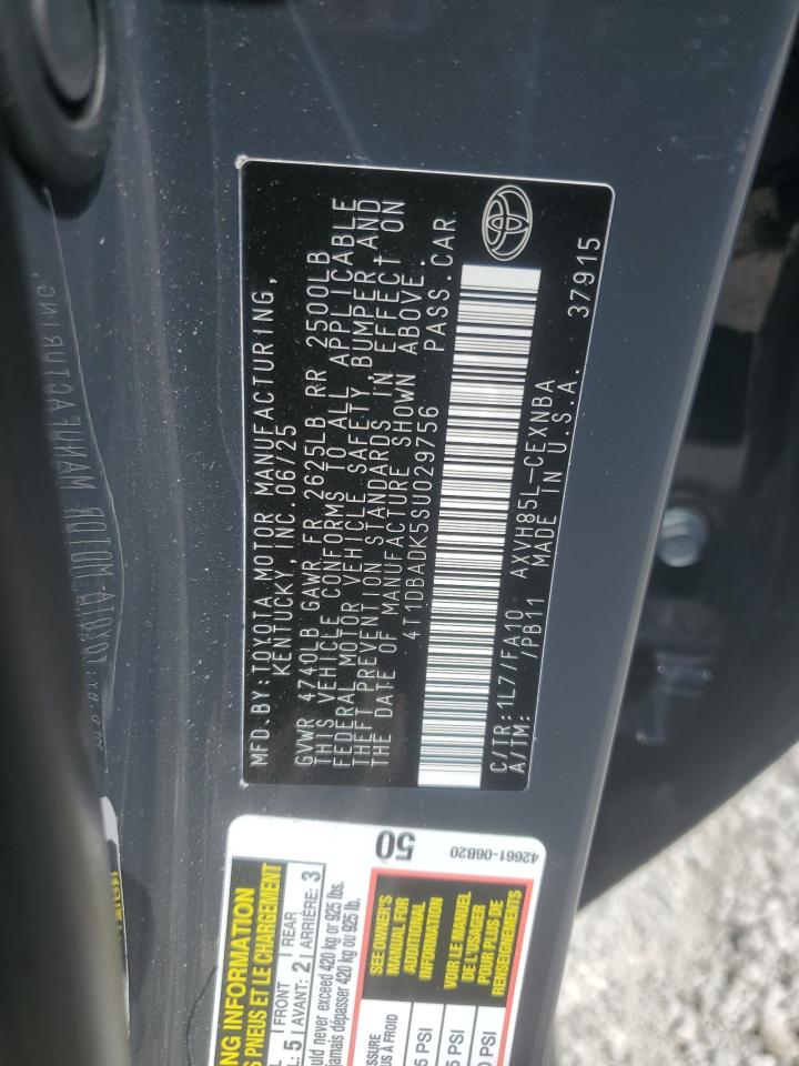 2025 Toyota Camry Xse VIN: 4T1DBADK5SU029756 Lot: 66233065