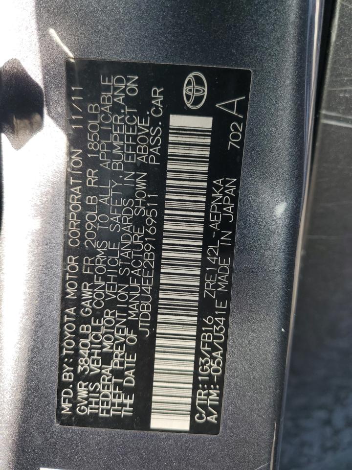 jtdbu4ee2b9169511 JTDBU4EE2B9169511 2011 Toyota Corolla Base