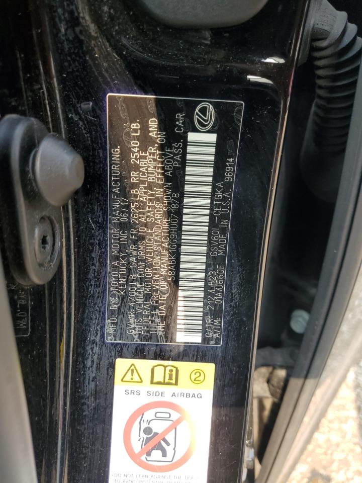 2017 Lexus Es 350 VIN: 58ABK1GG9HU071878 Lot: 66762985