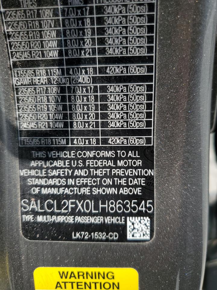 2020 Land Rover Discovery Sport Se R-Dynamic VIN: SALCL2FX0LH863545 Lot: 63456725