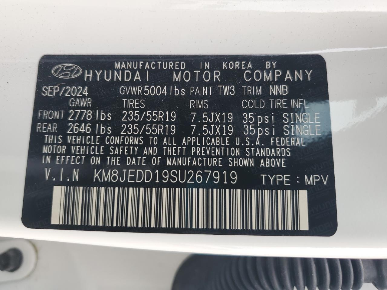 km8jedd19su267919 KM8JEDD19SU267919 2025 Hyundai Tucson Limited