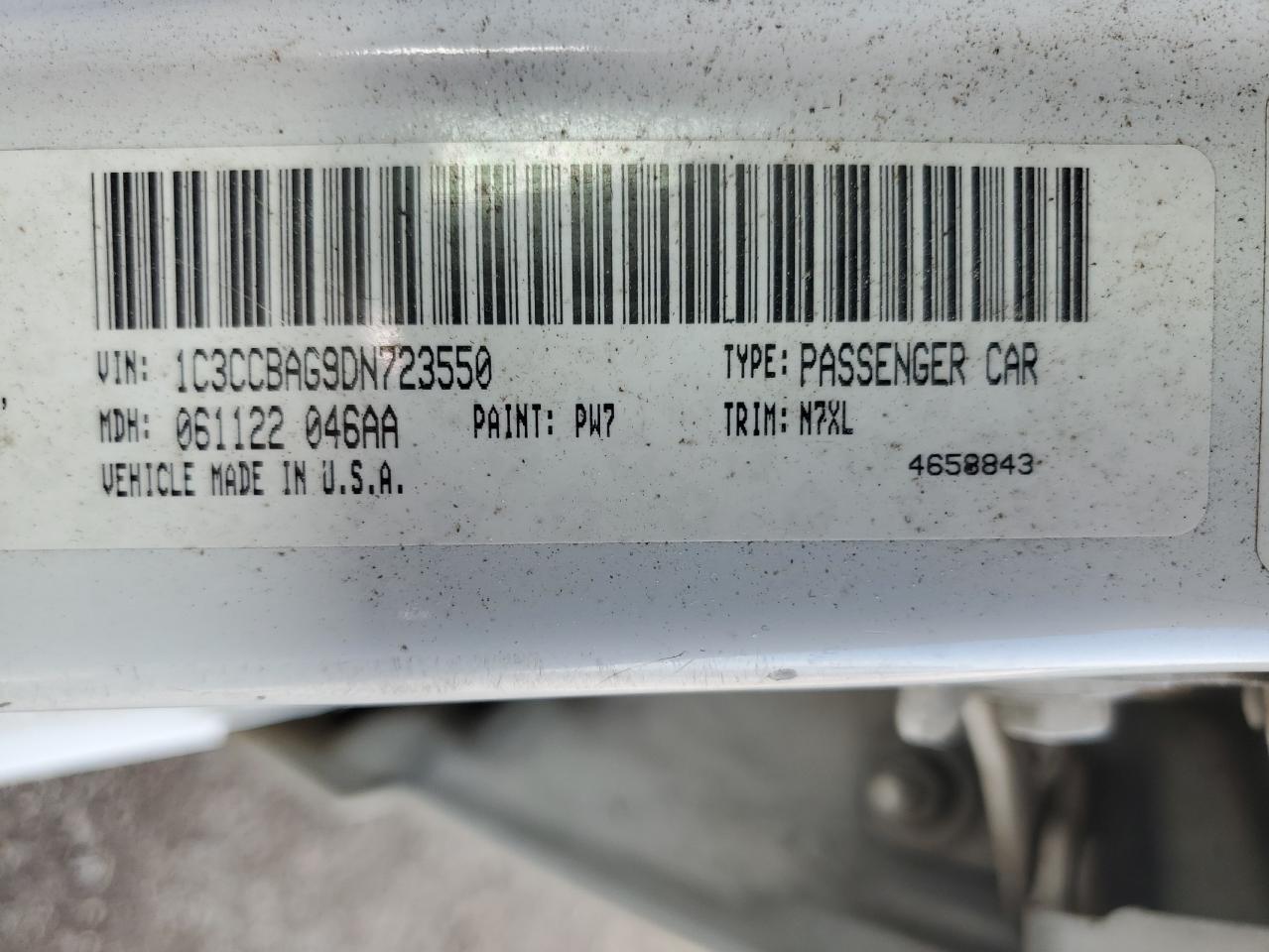 2013 Chrysler 200 Lx VIN: 1C3CCBAG9DN723550 Lot: 63837885
