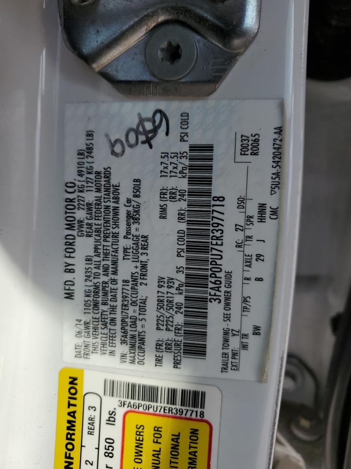 2014 Ford Fusion Se Phev VIN: 3FA6P0PU7ER397718 Lot: 64740185