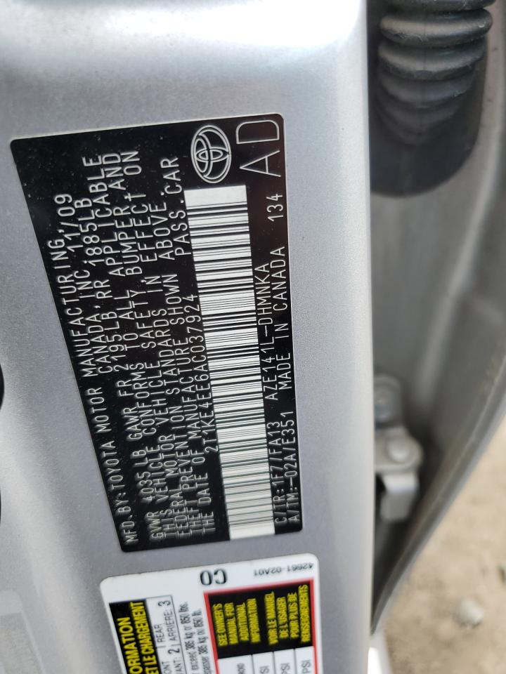 2010 Toyota Corolla Matrix S VIN: 2T1KE4EE6AC037924 Lot: 64877395