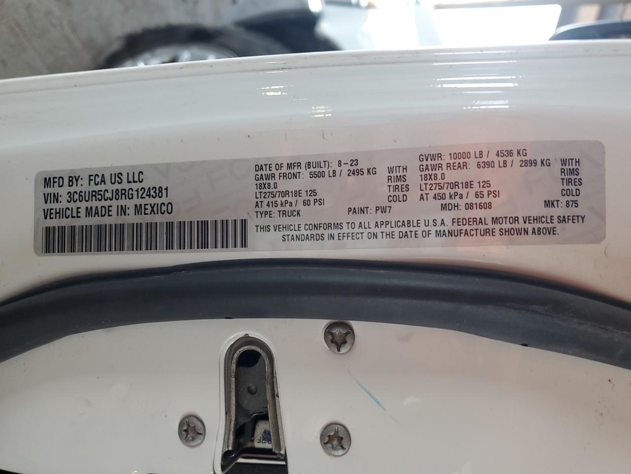 2024 Ram 2500 Tradesman VIN: 3C6UR5CJ8RG124381 Lot: 64301175