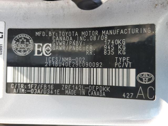 2009 TOYOTA COROLLA BASE  