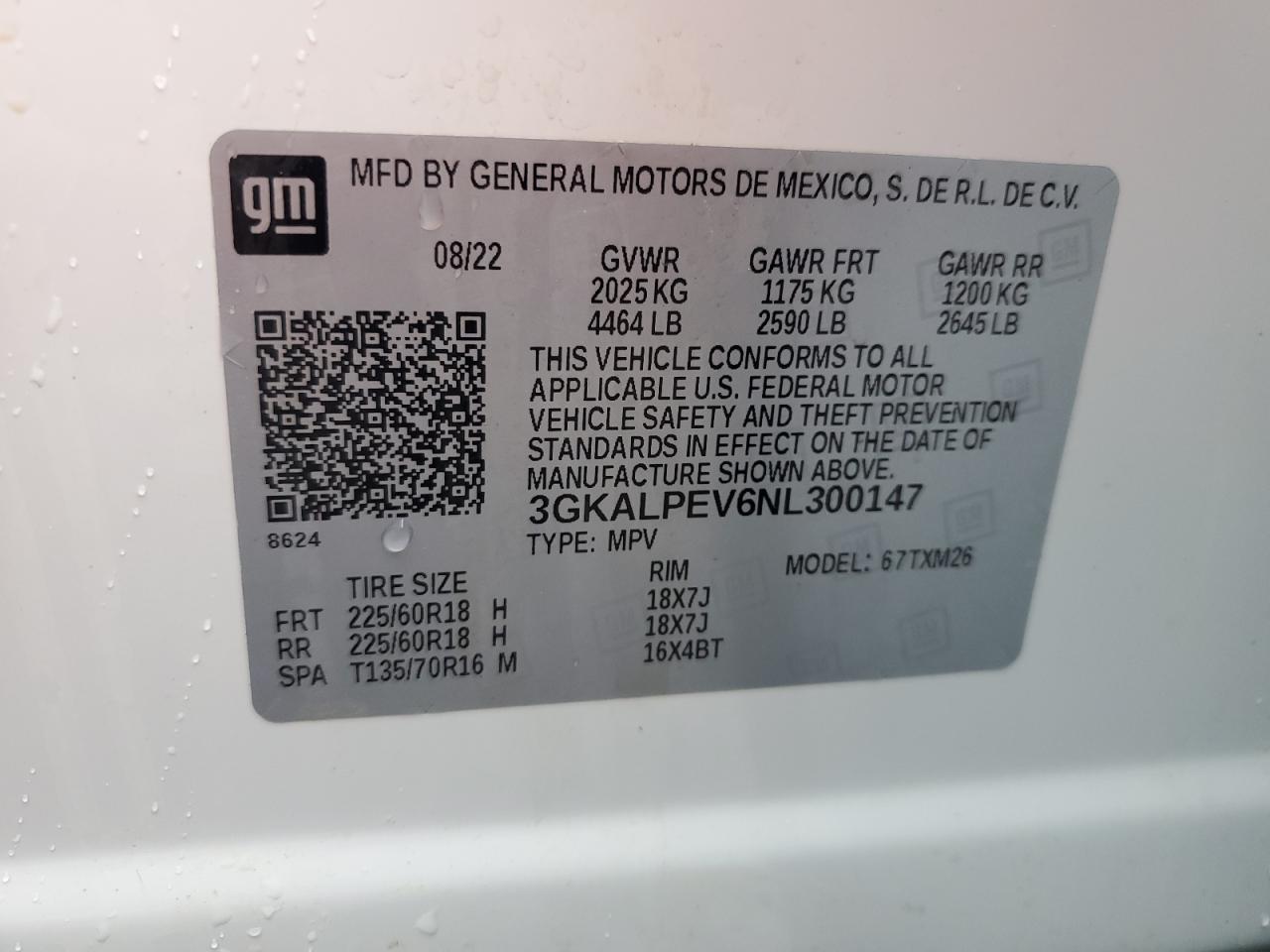 2022 GMC Terrain Slt VIN: 3GKALPEV6NL300147 Lot: 64805075