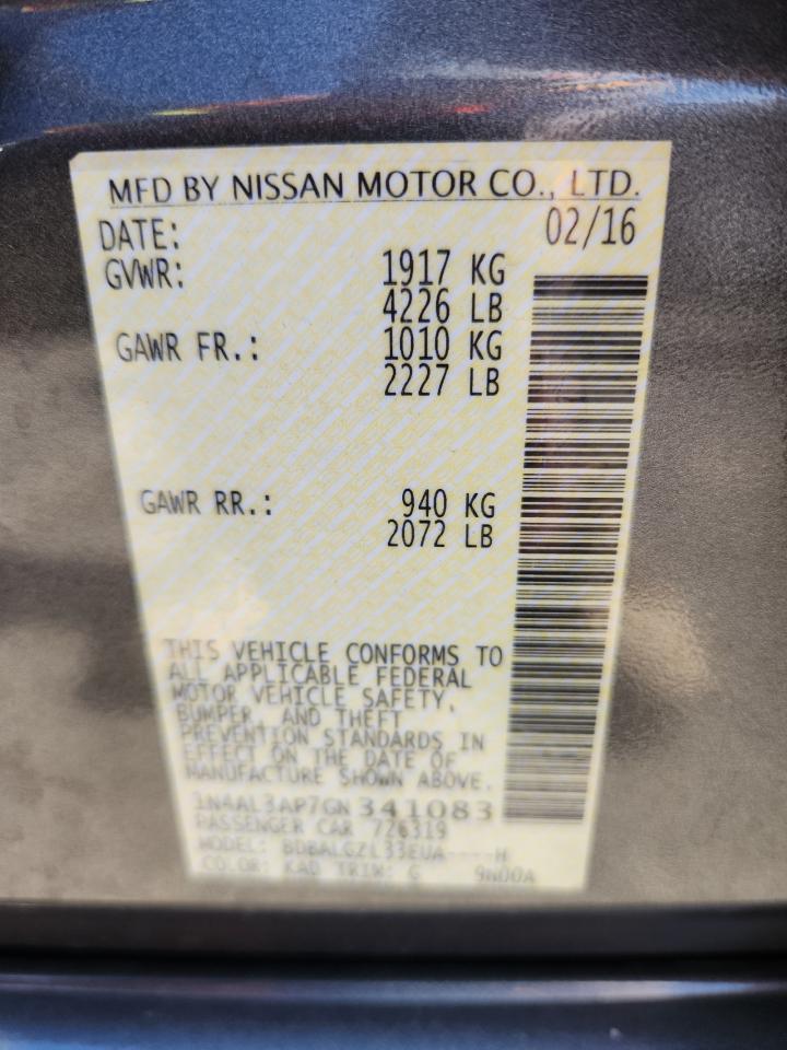 2016 Nissan Altima 2.5 VIN: 1N4AL3AP7GN341083 Lot: 65469255