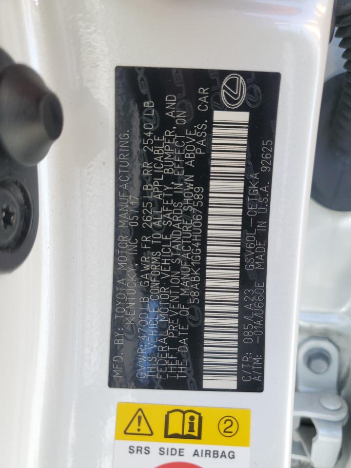 58abk1gg4hu067589 58ABK1GG4HU067589 2017 Lexus Es 350