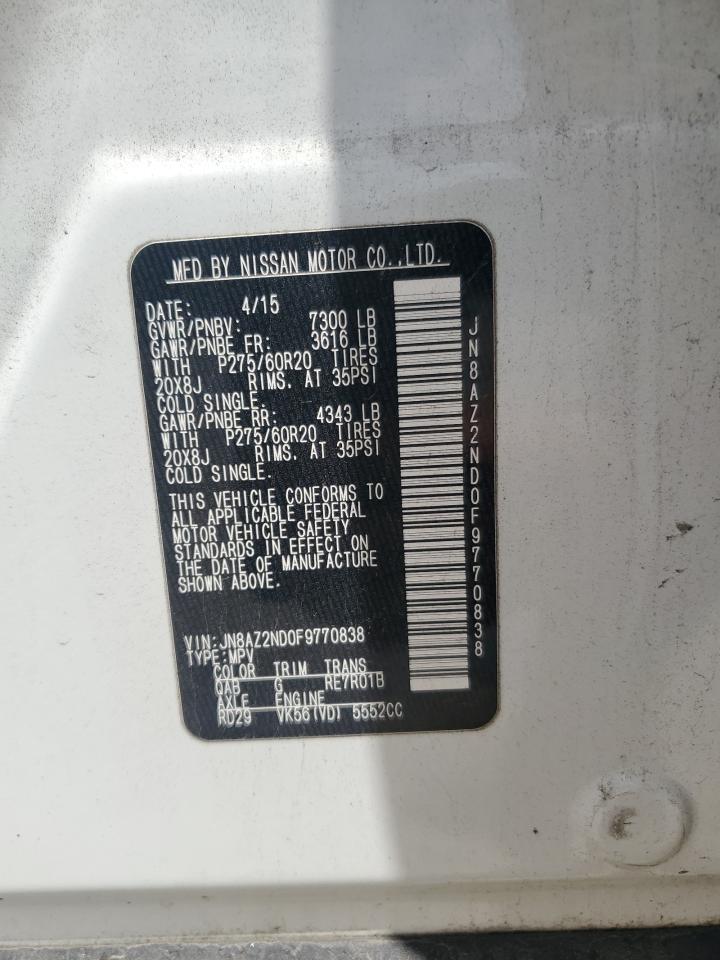2015 Infiniti Qx80 VIN: JN8AZ2ND0F9770838 Lot: 63699055