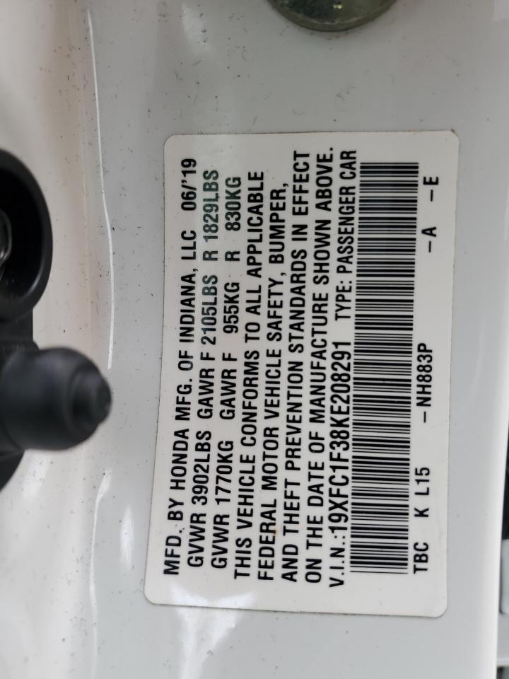 2019 Honda Civic Ex VIN: 19XFC1F38KE208291 Lot: 64699335