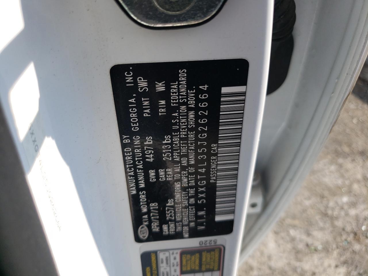 2018 Kia Optima Lx VIN: 5XXGT4L35JG262664 Lot: 64099745