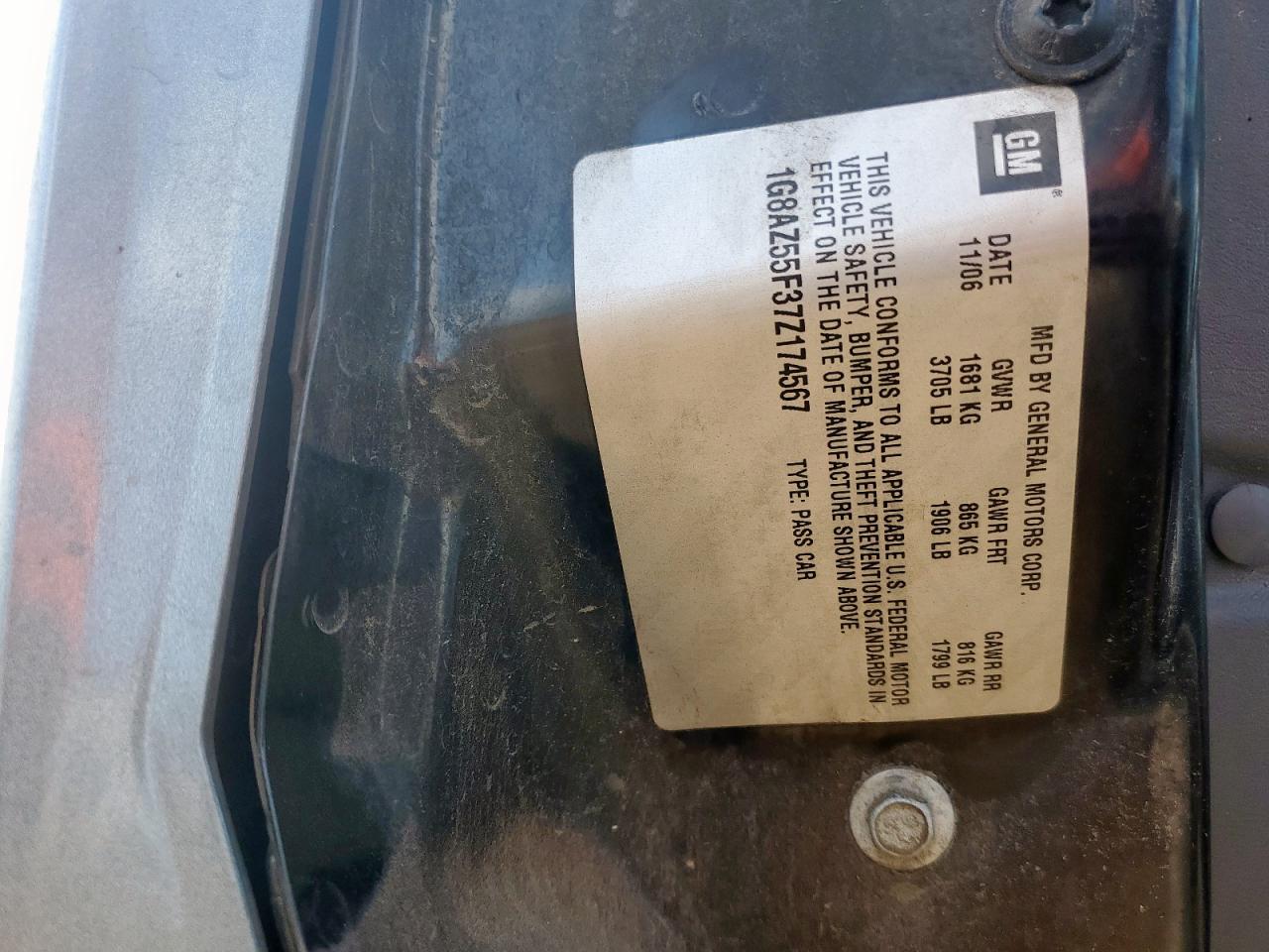 2007 Saturn Ion Level 2 VIN: 1G8AZ55F37Z174567 Lot: 64261635