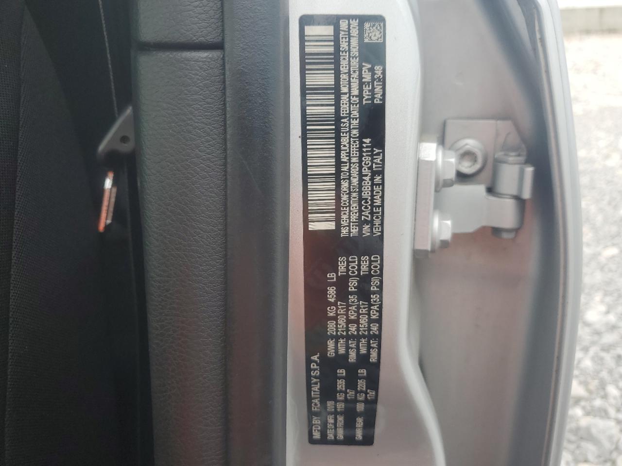 2018 Jeep Renegade Latitude VIN: ZACCJBBB4JPG91114 Lot: 65024975