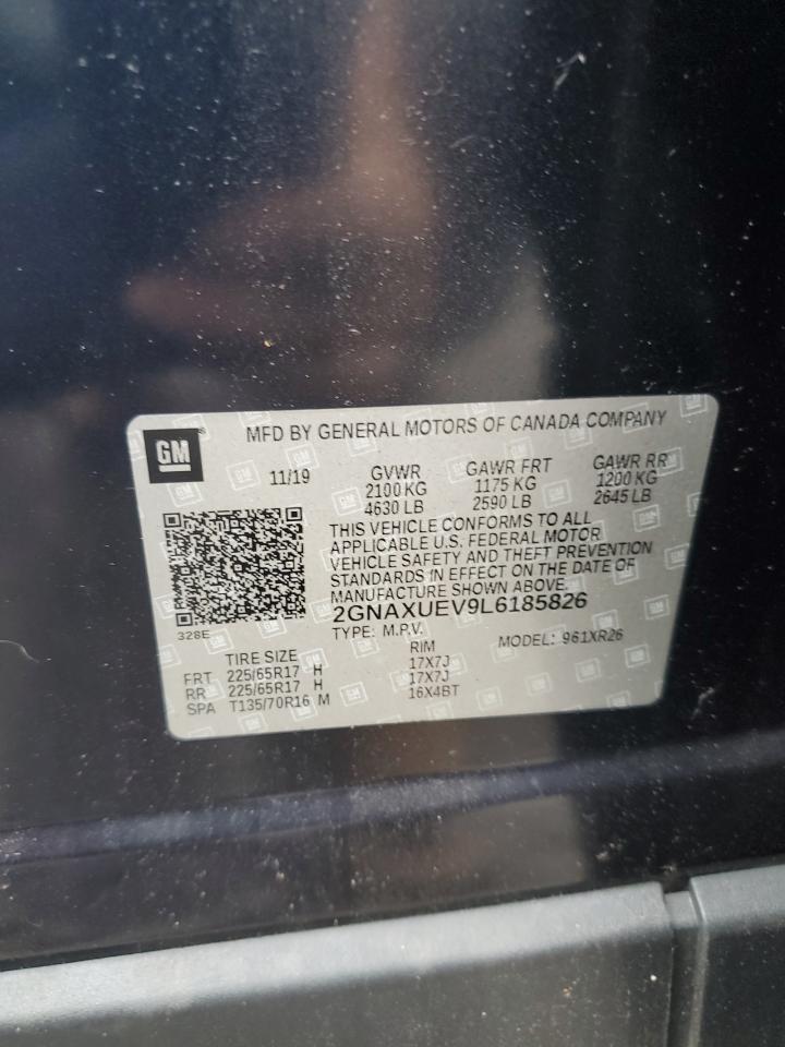 2020 Chevrolet Equinox Lt VIN: 2GNAXUEV9L6185826 Lot: 64212785